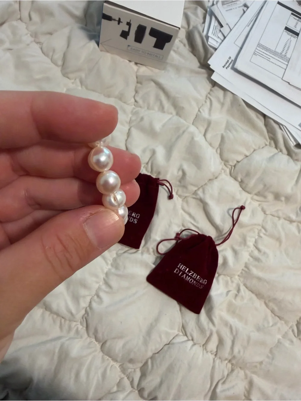 2 Helzberg Pearl bracelets & earrings